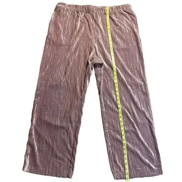Marc New York Mauve Crushed Velvet Wide Leg Pants Women's Size Extra Large - Picture 3 of 7